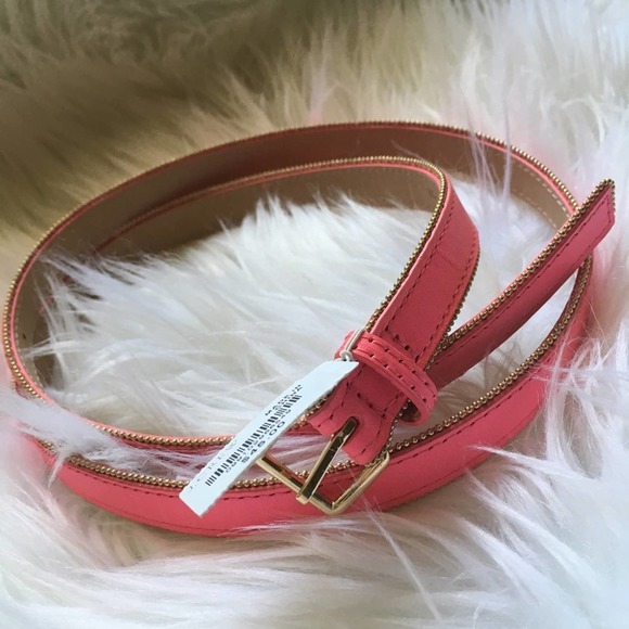 J. CREW Studded Pink Leather Skinny Belt Small NWT
